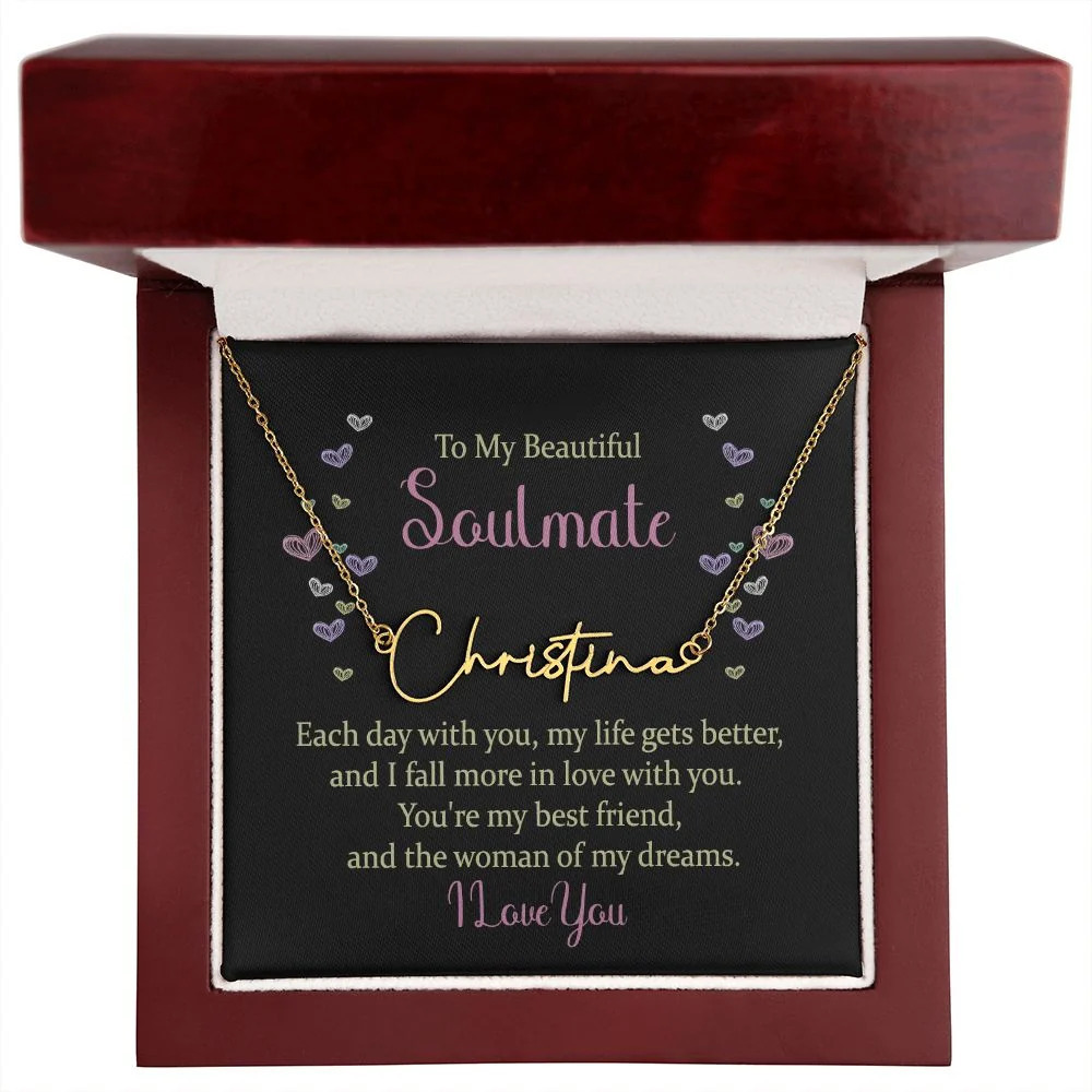 Each Day With You Personalized Gold Tone Name Necklace Custom Name Gift Luxu